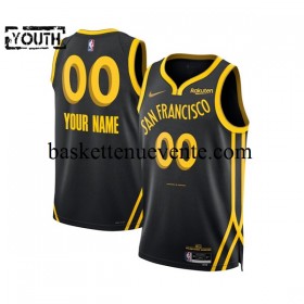 Maillot Basket Golden State Warriors Personnalisé 2023-2024 Nike City Edition Noir Swingman - Enfant